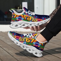 Chaussures de course athlétiques décontractées personnalisées à imprimé floral mosaïque coloré, grandes tailles, vente en gros