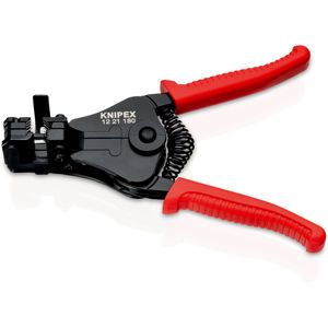 KNIPEX 12 21 180 SB Insulation Stripping <b>Pliers</b> with plastic-coated blades, black lacquered, 180 mm - Product Image 1