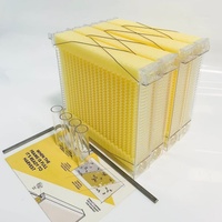 Outils d'apiculture 6 cadres en bois de sapin ciré Mini flux ruche flux abeille boîte ruche d'abeille avec 4 pièces cadres d'écoulement