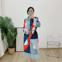Robe de créateur modeste taille unique imprimée, coupe ample, longueur midi, à manches longues, pour femme, idéale pour l'église, style décontracté et élégant