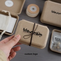 Boîte d'emballage moulée en pulpe de bagasse de canne à sucre biodégradable et écologique, boîte à bijoux ou à savon en pulpe de papier moulée en forme de coquille