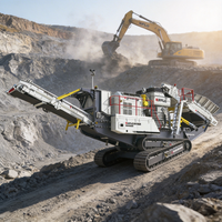 Concasseur à cône mobile sur chenilles pour pierres de carrière 260-585t/h, moteur AC et engrenages, machine minière à haute rigidité