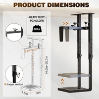 Support universel réglable pour boîtier PC, support de CPU sous le bureau avec plaque supérieure coulissante