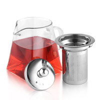 Théière en verre borosilicaté transparent épais de haute qualité avec infuseur en acier inoxydable de qualité 304