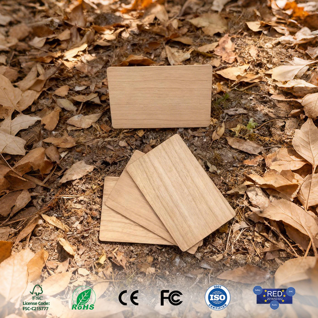 Eco-Friendly Waterproof RFID NFC Wooden Key Card for Hotel Business & Membership Use with NTAG213 Chip 13.56MHz
