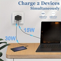 Chargeur double port PD QC3.0 Gan Tech avec prise UK 45W, charge rapide Type C pour Android, charge rapide 45W pour smartphone, tablette, ordinateur portable