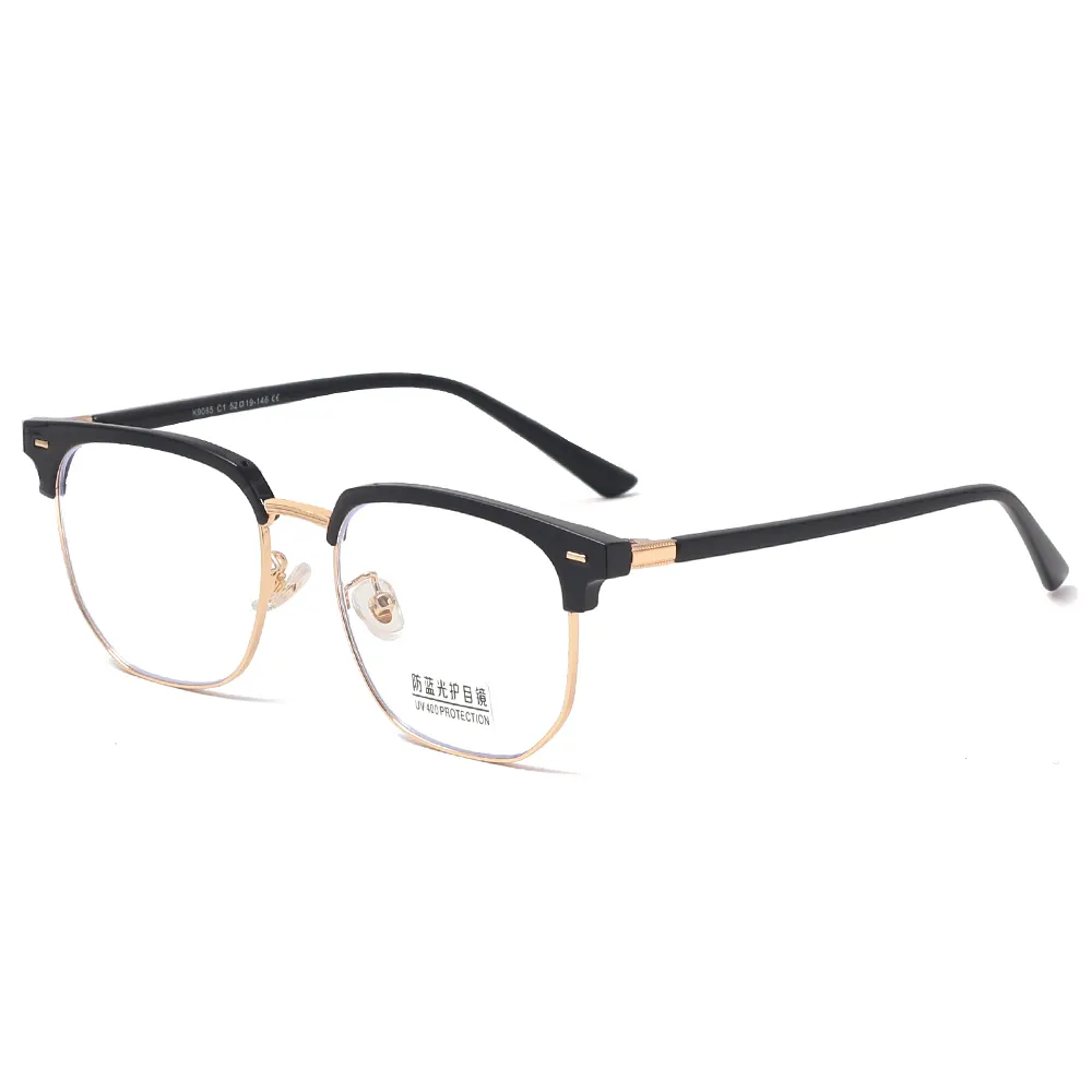 Business Half Rim Square Optical Eye Glasses Frames For Unisex Prescription Eyewear Metal Spectacles Eyebrows Line Eyeglasses