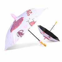 Parapluie de danse pour filles, motif princesse de ballet, coupe-vent, dessin animé, mignon, avec long manche, imperméable, accessoires de danse