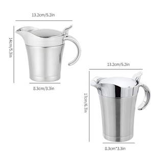 Recipientes para Salsas de Acero Inoxidable con Doble Aislamiento de 450 ml y 750 ml con Tapa y Boquilla Ancha para Salsas, Aderezos para Ensaladas y Filetes - Product Image 6