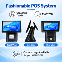 Sistem POS Layar Sentuh 15,6 Inci Grosir, All in One, Terminal Point of Sale Layar Ganda, Perangkat Keras POS Windows untuk Toko Retail