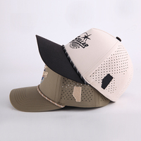 Casquette de golf sportive 5 panneaux à perforations découpées au laser, légère, résistante à l'eau, avec décoration en corde, haute qualité, vente en gros