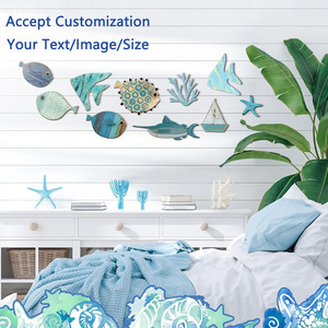Dấu hiệu bằng gỗ cá tường nghệ thuật hải lý trang trí tường với mô hình khác nhau treo điêu khắc nhà đại dương phòng tắm phòng ngủ trang trí - Product Image 2