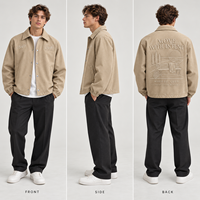 Veste de club de tennis pour hommes brodée sur mesure, style universitaire rétro délavé avec boutons-pression, Fabricant OEM ODM, Vente en gros en vrac, Direct usine