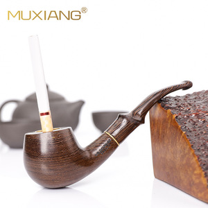 Muxiang Wooden Smoking Pipe Bent Type Chicken Wing Wood 9mm Filter Tobacco Pipe Men's Accessory - Product Image 1