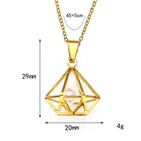 Collier pendentif élégant en acier inoxydable pour femme, avec grille creuse en forme de goutte d'eau et perle intérieure, idéal pour le quotidien