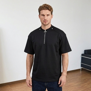 T-shirt Henley da <span class=keywords><strong>uomo</strong></span> con mezza zip e colletto alla coreana, casual, a maniche corte, tinta unita, traspirante, <span class=keywords><strong>taglie</strong></span> forti - Product Image 2