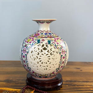 แจกันเซรามิกสไตล์วินเทจสำหรับตกแต่งบ้านแจกันเคลือบสีขาวและชมพู - Product Image 6