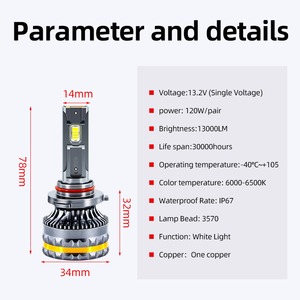 2024 Offre Spéciale 120W 13.2V T3 led phare de voiture <span class=keywords><strong>moins</strong></span> <span class=keywords><strong>cher</strong></span> H4 13000Lm <span class=keywords><strong>ampoule</strong></span> avant 9012 lumière blanche 3570 12 puce 55mil nouvel état - Product Image 2