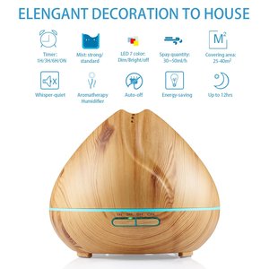 Shenzhen Factory Großhandel 400ml Holzmaserung Ultraschall Cool Mist Ätherisches Öl Diffusor Elektrischer Aroma Luftbe feuchter US Private - Product Image 5