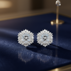 Orecchini in Oro Bianco con Diamanti Taglio Brillante Rotondo Colore D Naturali Certificati GIA Gioielli Classici da Sposa per Donna - Product Image 2