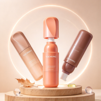 Emballage de luxe personnalisé en ambre brun, flacon cylindrique de 40 ml pour produits nettoyants et soins de la peau, en PP et PET, flacon en plastique vide avec pompe pour lotion