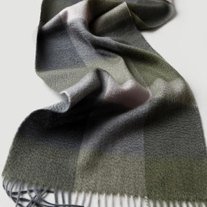 Écharpe longue en cachemire pur à 100% pour femmes, motif tartan à carreaux, épaisse, avec pompons, automne et hiver, YHK0094 - Product Image 6