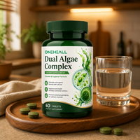 ONEHEALL Complément Alimentaire Adulte Double Complexe d'Algues - Détox Saine & Super Aliment Antioxydant Puissant Sans Gluten 60 Comprimés Gestion de l'Énergie
