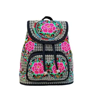 UFOGIFT Vintage Embroidered Women Backpack Ethnic Travel Handbag Shoulder Bag Ethic Backpack