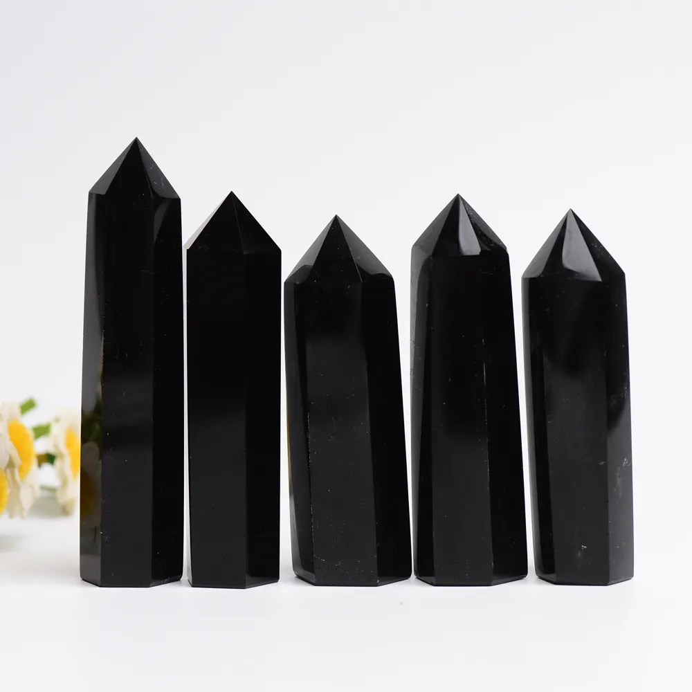 Wholesale Bulk Natural Healing Quartz Crystal Tower Black Obsidian Towers Wands Points