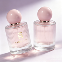 Flacon de parfum en verre vide à nervures verticales de luxe, 30 ml, 50 ml, 100 ml, avec bouchon rond, flacon vaporisateur de parfum, logo personnalisé