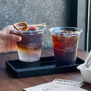 Gobelets en plastique personnalisés pour boissons froides, jus, crème glacée, café, avec couvercle plat en PET de 98 mm de diamètre, 400 ml, 14 oz, impression personnalisée - Product Image 3