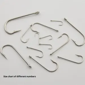 Hameçons de pêche spéciaux en acier à haute teneur en carbone à long manche et à pointe barbelée pour le snapper, la carpe, le poisson-chat, la <span class=keywords><strong>truite</strong></span> - Utilisation en eau douce et en eau salée en vrac - Product Image 1