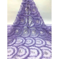 Tissu en dentelle de tulle 3D luxueux et coloré, orné de perles et de sequins brodés, idéal pour les robes de mariée nigérianes