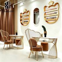 Table de manucure professionnelle en aluminium en forme de L, mobilier de salon et spa personnalisable, taille standard