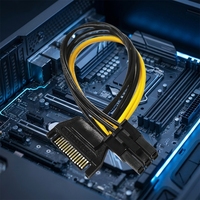 Cable de Alimentación SATA con Conector de 15 Pines y 6 Pines PCI EXPRESS PCI-E para Adaptador Convertidor Gráfico SATA, Línea de Alimentación para Tarjeta de Video