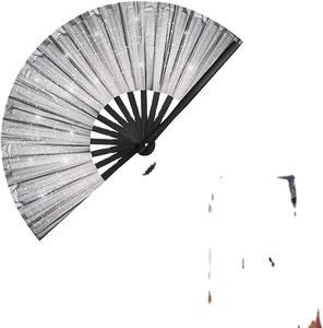 Abanico Plegable Grande con Brillantina para Festivales, Abanico de Mano con Correa para la Pierna y Estuche de Tela - Product Image 2