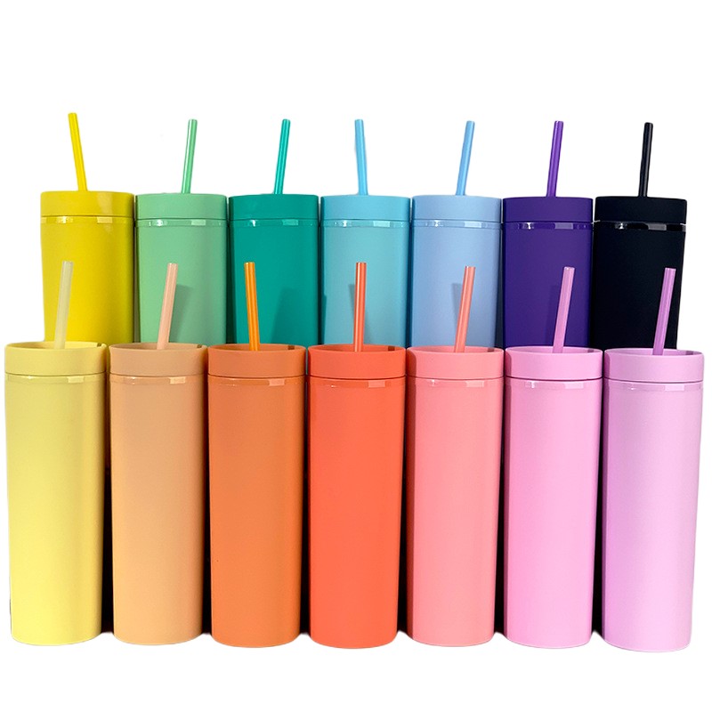 Doyoung Amazon Hot Sale Tumbler Water Bottle Custom Double Wall Acrylic Plastic Tumbler with Lid and Straw