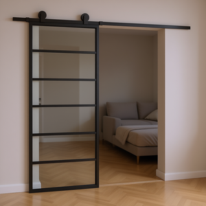 Porte coulissante en aluminium avec verre ESG noir 29,9x80,7 Design minimaliste intérieur Isolation thermique - Product Image 2