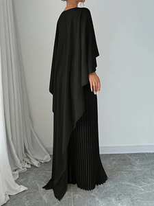 Mode lâche manches chauve-souris élégant Maxi <span class=keywords><strong>robe</strong></span> plissée dames irrégulière soirée dîner robes <span class=keywords><strong>de</strong></span> soirée - Product Image 5