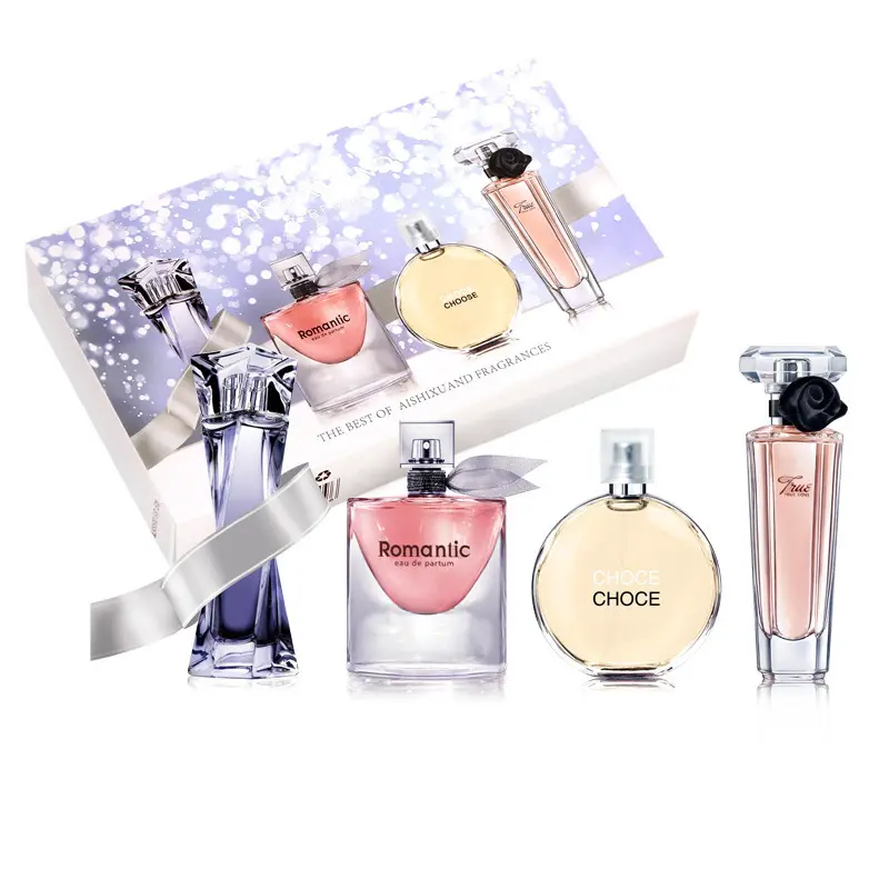Ai Shixuandai Set Parfum Botol 4 Botol, Parfum Perdagangan Luar Negeri Aroma Bunga Ringan Tahan Lama, Kotak Hadiah Baru