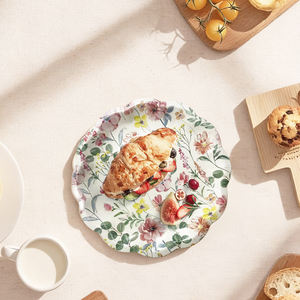 Assiettes en papier jetables à motif floral, durables, de 7 pouces de diamètre, 300g, 16 pièces par sac, pour les décorations de fête, de mariage, les dîners à la maison - Product Image 4