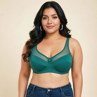 Soutien-gorge push-up européen personnalisé avec logo, en maille, à armatures, pour femmes à forte poitrine, avec grand nœud, bonnets grandes tailles, pour femmes rondes