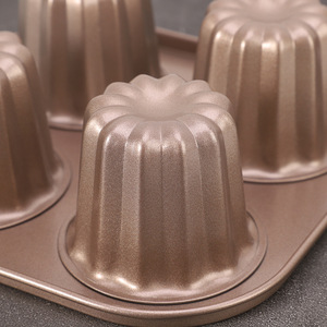 Canel Mold 4 Cavity Carbon Steel Non Stick Baking Tray Gold Color For Dessert Cups - Product Image 3
