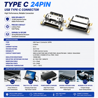 Connecteur USB-C SMT 24 broches de haute fiabilité avec interface réversible pour les conceptions de circuits imprimés industriels compacts de données et d'alimentation