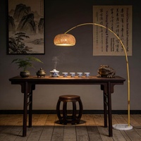 Lampe de sol LED en bambou tressé Wabi-sabi, style chinois, ambiance zen, lampe de table rétro haut de gamme, salon, canapé, salle à thé
