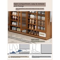 Entrée, rangement de grande capacité, armoire à chaussures simple en bois massif avec bambou