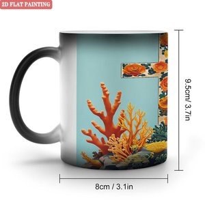 Mug en céramique noir givré 11oz, tasse magique changeant de couleur à la chaleur, pour café, thé, boissons - Product Image 1