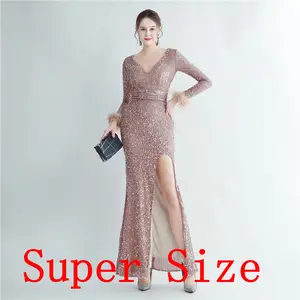 31207-s # thương mại nước ngoài Boutique Lạc Đà len Cuff thiết kế bên chia dài tay áo Sequins chất béo phụ nữ ăn mặc cộng với kích thước ăn mặc siêu Kích thước