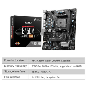 Placa base de alto rendimiento B450M-A PRO MAX II, zócalo AM4, DDR4 64GB, M.2 SATA, mATX, ALC897, HDMI, PCIe 3.0 x4 para PC de juegos - Product Image 2