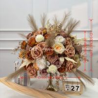 DKB Vente en gros de boules de roses artificielles vertes et blanches de haute qualité pour la décoration de mariage